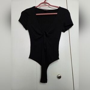Forever 21 Black Tie-Front Bodysuit